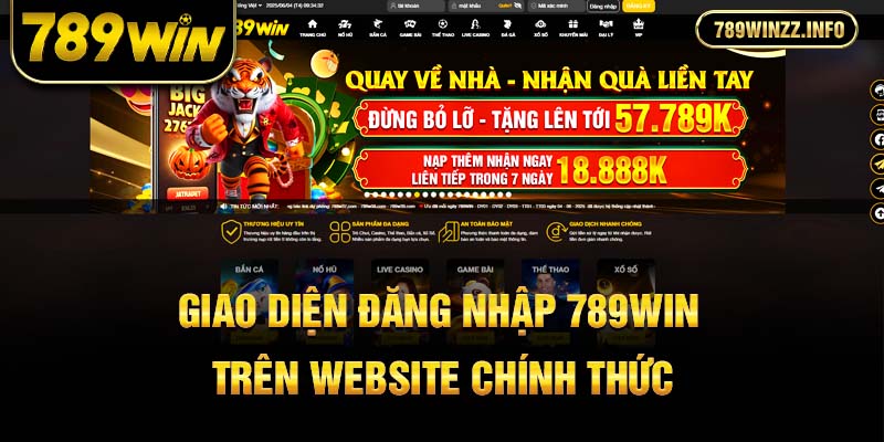 Giao diện đăng nhập 789win trên website chính thức
