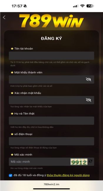 Hướng dẫn đăng ký tài khoản 789Win nhanh chóng